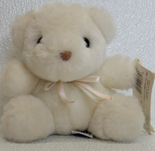 Vintage Jerry Elsner Pet White Teddy Bear Plush Rattle Stuffed Animal Ribbon - £7.06 GBP