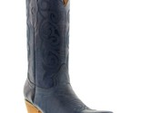 Womens Denim Blue Cowboy Boots Solid Leather Stitched Snip Botas Vaquera... - £64.68 GBP