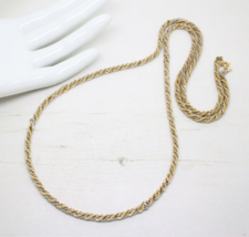 Vintage 1980s Signed Monet Double Link Gold Rope Chain Long NECKLACE Jewellery - £21.14 GBP
