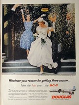 1958 Douglas DC-7 Jet Airplane Here Comes The Bride Vintage Ad - $4.99