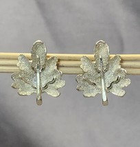 Vintage BSK Textured Leaves Leaf Clip-on Earrings 1.25&quot; Gold-tone Jewelry Signed - $17.82