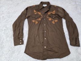 H Bar C California Ranchwear Long Tail M Shirt Embroidered Orange Leaves... - $49.73