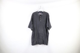 Vintage 90s Streetwear Mens Size XL Faded Striped Baggy Fit Henley T-Shirt Gray - £31.61 GBP
