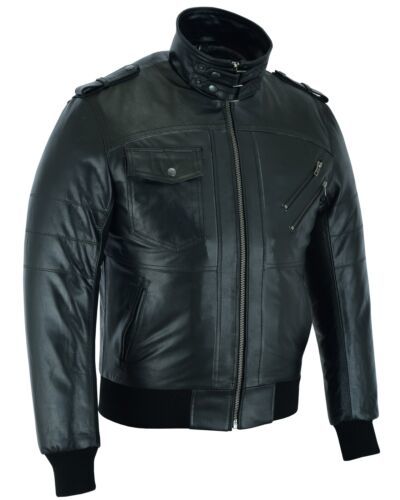 Motorcycle Jacket Sven Bomber Waxed Premium Cowhide Vance Leather VL551B