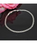 JCM 925 Sterling Silver -  Flat Link Chain Bracelet 7.5&quot; Long Italy - $24.95