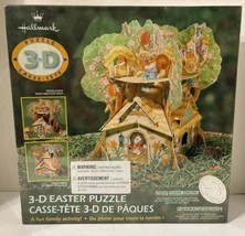 New Hallmark 3-D Puzzle Easter Bunnies Chicks Treehouse 50+ Pieces - $9.85