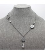 Retired Silpada Oxidized Sterling &quot;Coin&quot; Station Crystal Drop Necklace N... - £31.33 GBP