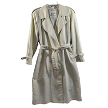 London Fog Sz 14R Double Breasted Belted Lined Cream Trench Coat By Wamsutta  - £40.16 GBP