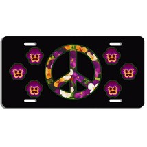 Peace flower pansy sign vanity aluminum license plate car truck SUV - £12.84 GBP