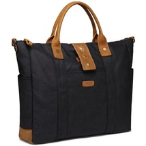 Laptop Bag For Woman, Water Resistant Vintage Leather Waxed Canvas Lapto... - £69.85 GBP