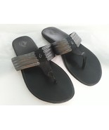 Olukai Mahina Flip Flops Black Leather Sandals 20156-7R40 Women&#39;s Size 9... - $24.18