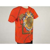 Men Crew T Shirt Makrom Turkey Medallion medusa Lion Floral 1231-426 red Gold image 4