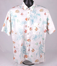 Homemade Short Sleeve Button Front Shirt-Mens-Angel Fish Ocean Sea Weed-... - $33.65