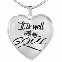 Express Your Love Gifts It is Well with My Soul Necklace Engraved 18k Gold Heart - $69.25