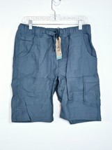 Prana Mens Stretch Zion E Waist Short II Grey Blue S Pull On Cargo 10&quot; I... - $31.88