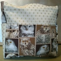 Owls Screech Snow Bird Flight Barn Purse/Project Travel Bag Handmade 12x12 - £29.62 GBP