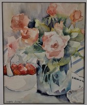 Janette Jones Watercolor of Roses and Strawberries - £34.58 GBP