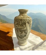 Vtg Hand Carved Japanese Chinese Oriental Scenes Heavy Soapstone Resin V... - $531.77 MXN