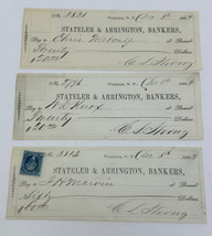 (3) 1863 Virginia City, Nevada Territory Stateler &amp; Arrington, Bankers Check Lot - £77.97 GBP