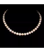 Natural 8x6mm Peach Baroque Pearl 925 Sterling Silver Necklace 16 Inches - £110.38 GBP