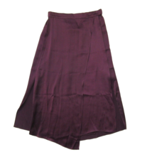 NWT Vince Satin Drape Panel Skirt in Dahlia Wine Silk Asymmetrical Midi XS - £79.32 GBP