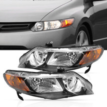 Headlights Lamps Black Housing Amber Corner for 06-11 Honda Civic 4 Door Sedan - £79.41 GBP