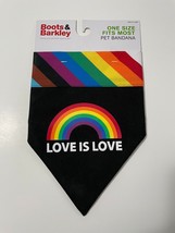Boots &amp; Barkley LOVE IS LOVE Rainbow Pride Dog Black Bandana One Size B251 - £8.00 GBP