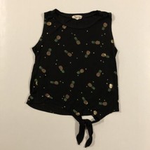 French Pastry Junior’s Sleeveless Tie-Front Pullover Pineapple Black Cro... - $14.01
