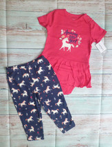NWT Carters Unicorn Baby Girls Ruffle Peplum Bodysuit Leggings Outfit  12 Months - £7.12 GBP