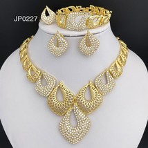 Dubai Gold Color Jewelry Set Womens Necklace Earrings Charm Bracelet Nigeria Bri - £62.74 GBP