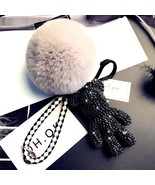Bling Rhinestone Bear Key ring with pompon,Crystal teddy bear Key Chain,... - $30.80