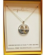 Kohl&#39;s Juilliet Silver Plate Sail Boats Mother Of Pearl Necklace Cubic Z... - $35.71 CAD