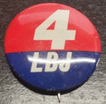 4 LBJ Red &amp; Blue campaign pin - Lyndon Baines Johnson - £7.35 GBP