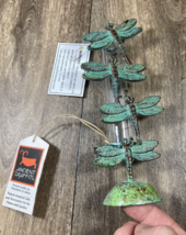 Ancient Graffiti Rain Gauge Dragonflies Brass Metal Garden Sculpture - $35.99