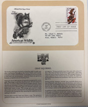 American Wildlife Mail Cover FDC &amp; Info Sheet Gray Squirrel 1987 - £7.87 GBP