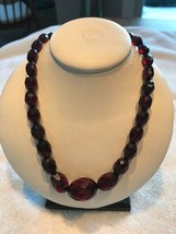Vintage Cherry Amber necklace safety clasp faceted 24 inch total strand ... - £311.61 GBP