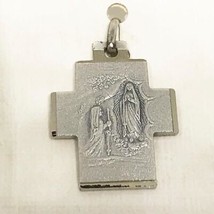 Vintage Alpacca Religioso Medaglione Ciondolo - £36.53 GBP