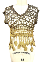 Cropped Crochet Tank Top Ombre Dyed  Swim Cover Up Unique Leaf Fringe Un... - $35.64