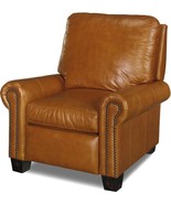 Recliner Chair Brown Tan Leather Wood Nailhead Trim Hand-Crafted USA - £5,052.68 GBP