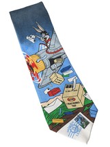 Vtg 1997 Looney Tunes Stamp Collection Bugs Bunny Airplane Mail Novelty Necktie - £16.35 GBP