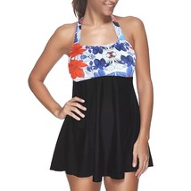 Womens Retro Halter Swimwear 1PC Padded Swimsuit Skirtini Cover-Up Swimd... - £18.42 GBP