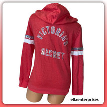 Victoria&#39;s Secret Sequin Bling Red White Classic Full Zip Up Hoodie - XS - $109.99