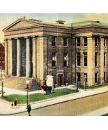 1940s New Bedford Library Massachusetts Linen Postcard Whalemans Statue ... - €17,13 EUR