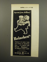 1950 Heineken Beer Ad - Imported from Holland! - £14.74 GBP
