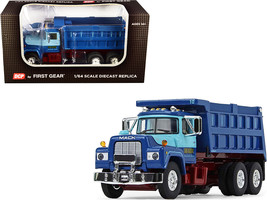 Mack R Model Tandem Axle Dump Truck &quot;Sid Kamp&quot; Dark Blue and Light Blue 1/64 Die - £60.12 GBP
