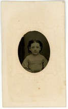 CIRCA 1860&#39;S Paper Framed Hand Tinted TINTYPE Beautiful Little Girl In Dress - £12.34 GBP