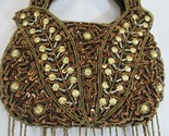 Sequin Party Handbag Bronze Brown Gold Beaded Top Handle Shoulder Strap ... - £18.19 GBP