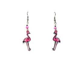 Flamingo Bird Animal Graphic Dangle Earrings - Womens Fashion Handmade Jewelry T - $17.81