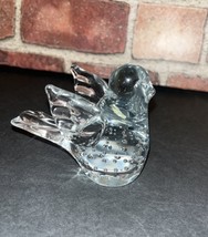 Clear Art Glass BIRD Dove Figurine Paperweight Controlled Bubbles Handblown Vtg - $11.30