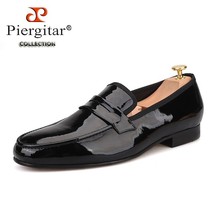 Classic Designed Black Patent Leather handmade Shoes Party and Wedding Men Penny - £213.13 GBP